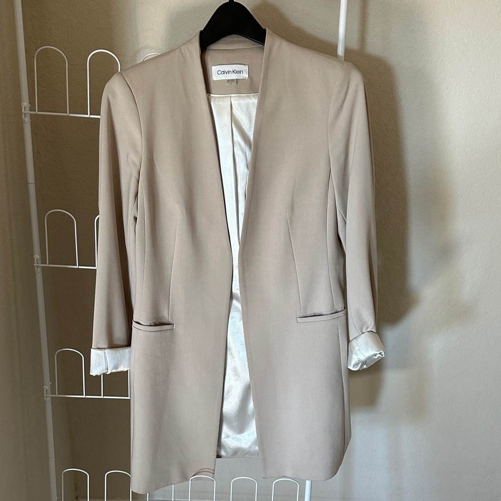 Calvin Klein Women's Beige Open-Front Blazer